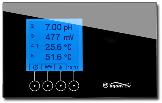 aquaview Bildschirm zeigt vier Werte (Pool-Version)
